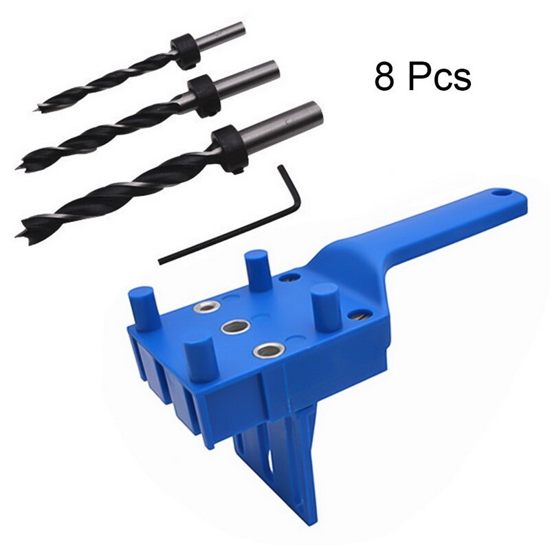Dowel jig 6 8 10mm trä hss borrar träbearbetning jig abs plast fickhål jig borr guide verktyg för snickeri