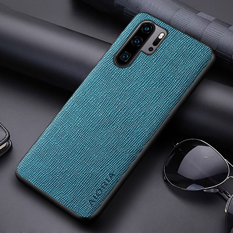 Case for Huawei P30 Pro P30 Lite coque Concise cross pattern Pu Leather soft TPU&amp;Hard PC phone cover for huawei p30 pro case: For P30 Lite / Cyan