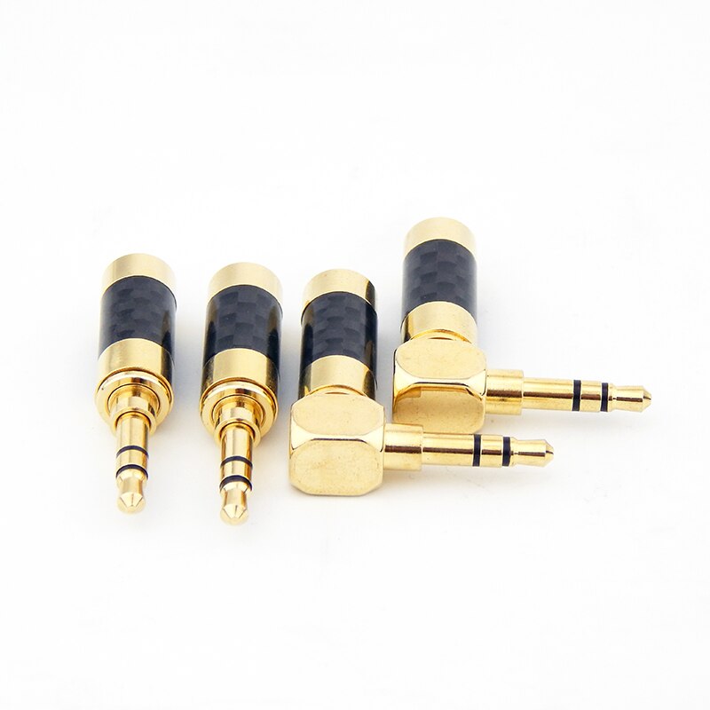2pcs gold JACK plug 3.5mm Earphone plug 3.5mm Stereo Headphone Connector carbon fibre Gold-plated
