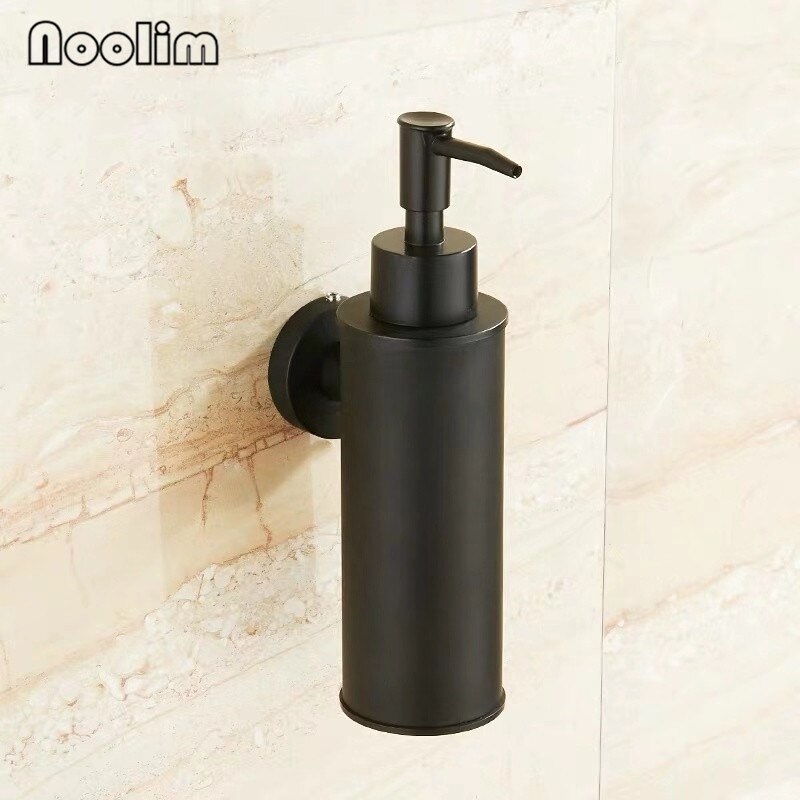 Wall-mounted Stainless Steel Gold Plated Liquid Soap Dispenser Hand Sanitizer Bottle Shower Gel Shampoo Squeeze For Bathroom: Black B
