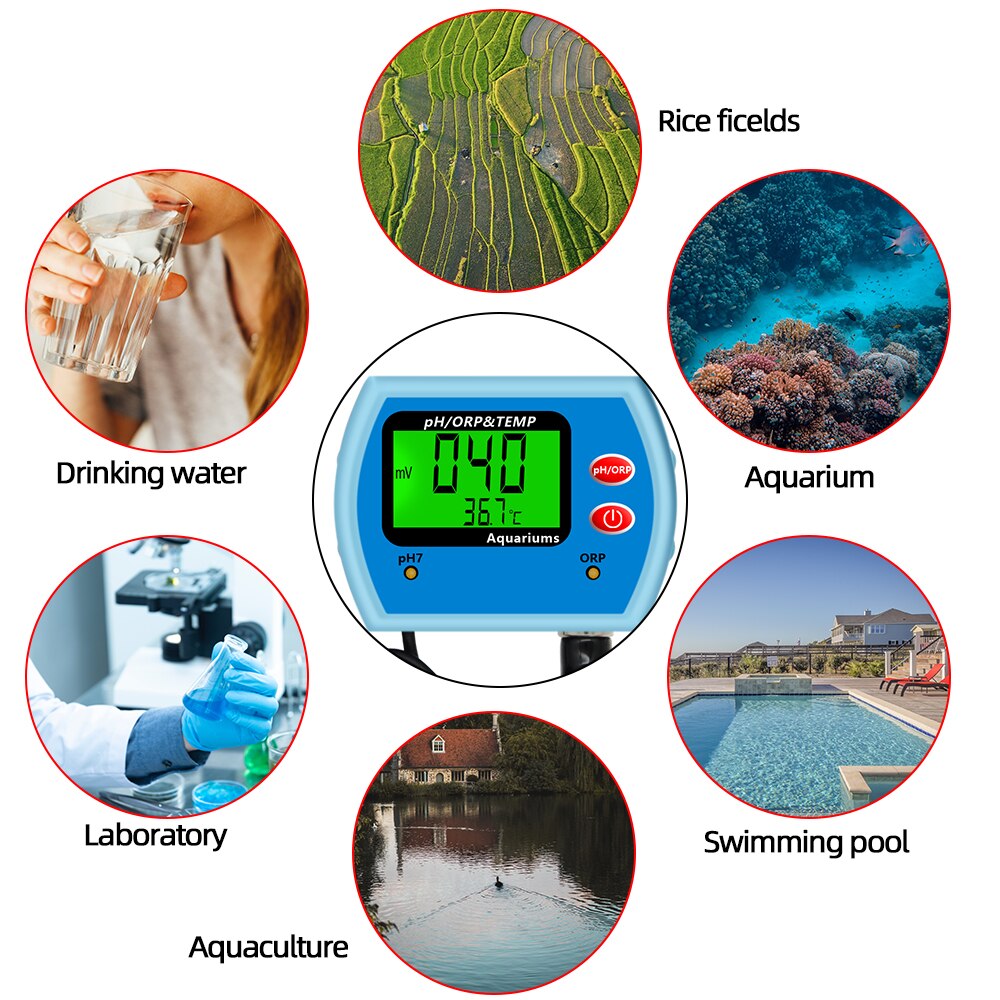3 In 1 Multi-Parameter Ph Meter Water Zuurgraad Temp Orp Tester Temperatuur Redoxpotentiaal Meter Monitor Grote screen 20%
