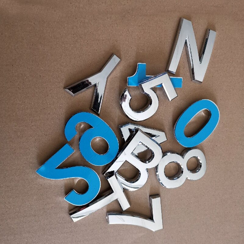 Silver Plaque Number 3D letter of The Alphabet And Digital Number Plate Plaque Sign Sticker With Self Adhesive