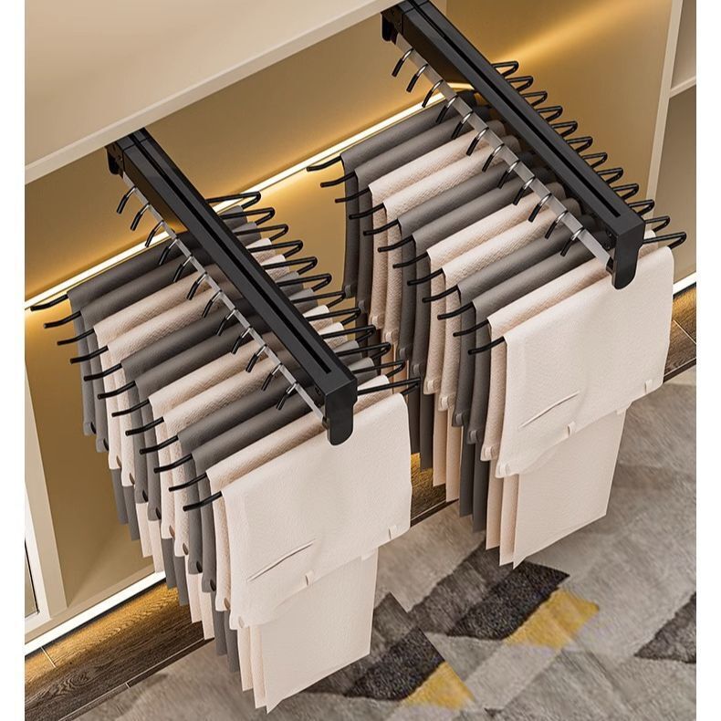 Cintre rétractable extractible pour garde-robe, tige télescopique pour suspendre des vêtements, pantalon suspendu, rangement de garde-robe et cintre coulissant: Clair