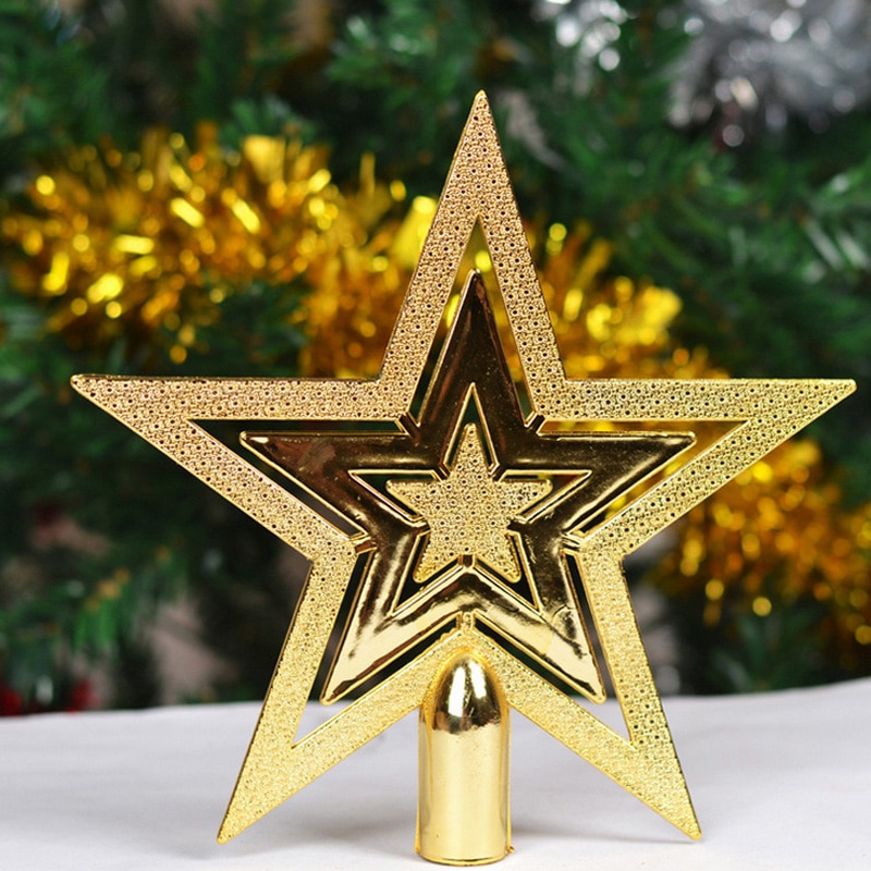 1 stuks 9.5 cm gouden ster kerstboom top deroation noel christmas decor voor thuis festival feestartikelen ornament