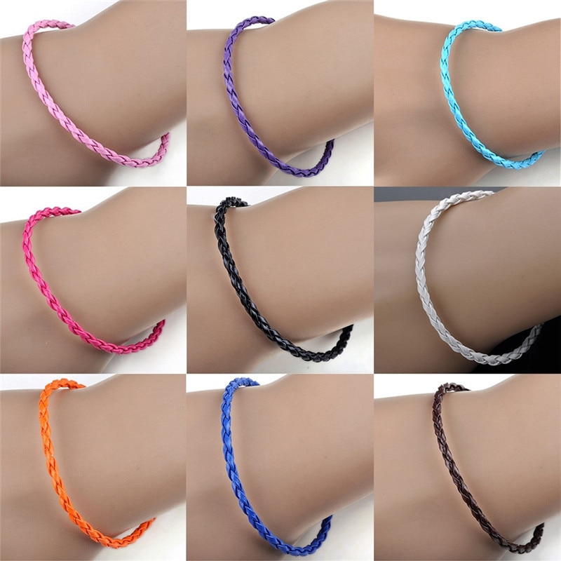 10pcs/lot Simple Style Handmade Braided Charm Bracelets For Women Pulseras Mujer Braided Rope Cuff Bangle