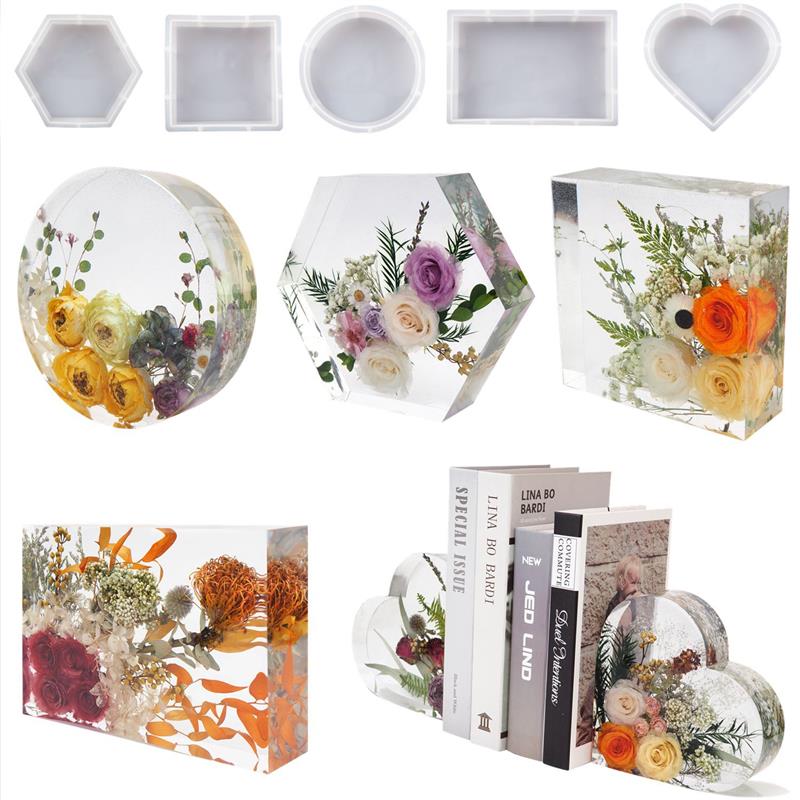 Moule en résine époxy cristal, grand Cube géométrique, échantillon amour rond Rectangle, moule en Silicone
