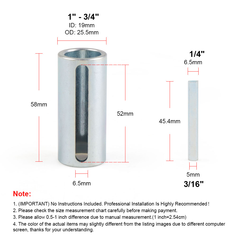 Adaptateur de manchon d'arbre de vilebrequin Predator, poulie de moteur à essence de 3/4 "à 1" avec clé de pas
