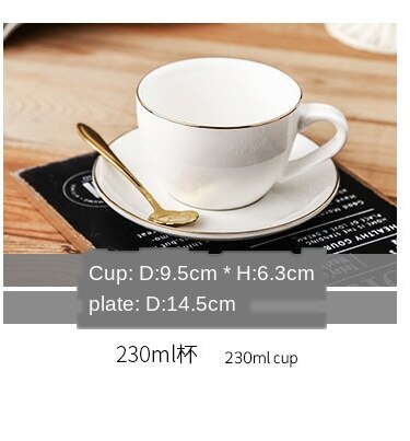 Sjov glødende europæisk hvid luksus porcelæn kop og underkop keramik simpel te sæt moderne kaffekopper tazas para cafe køkken: 230ml