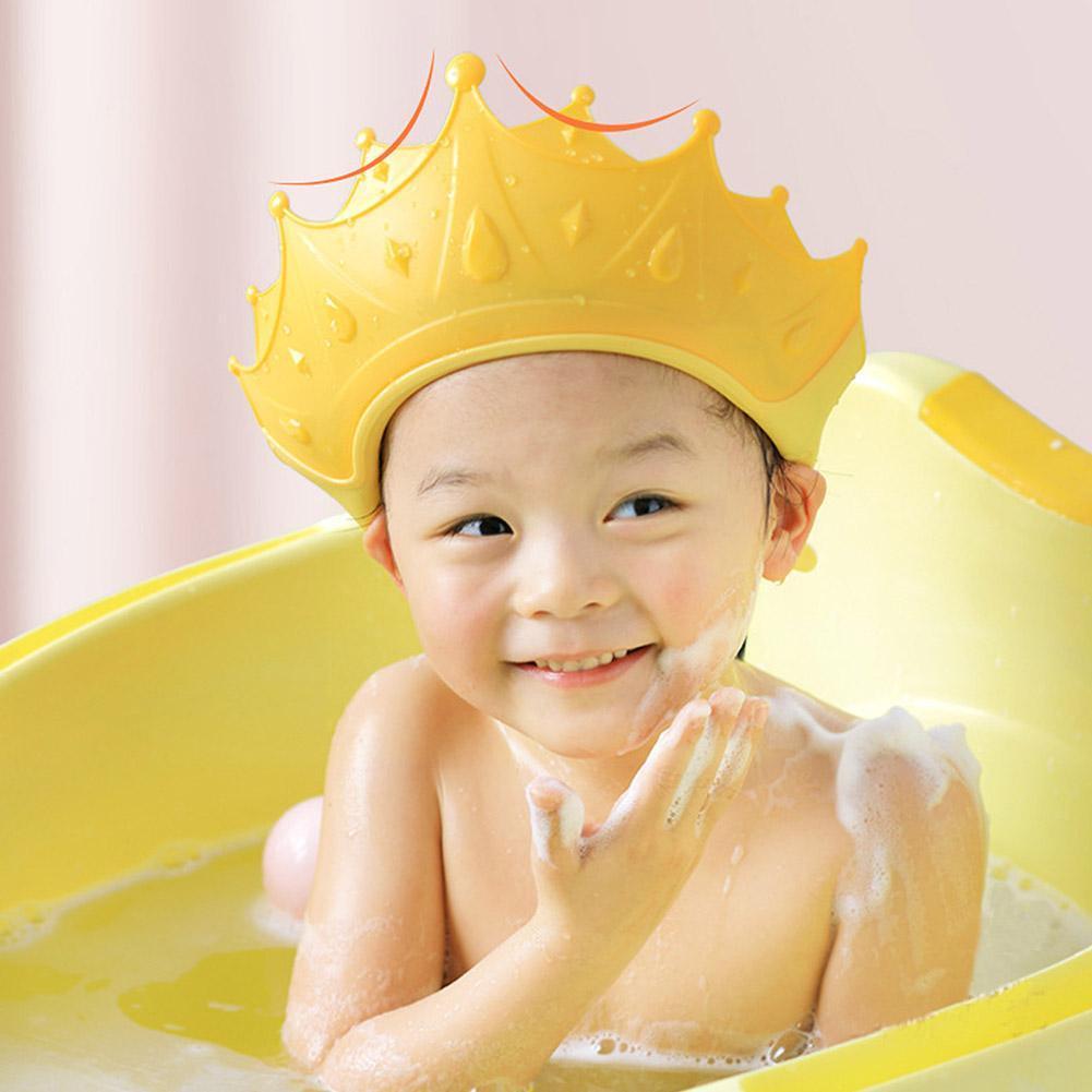 Casquette de douche avec couronne ajustable pour bébé, chapeau de shampoing, de bain et de lavage des cheveux, protège les enfants, empêche l&#39;eau de pénétrer dans les oreilles, C7v4