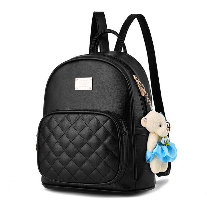 Vogue Sterne Frauen Rucksack Für Mädchen Rucksäcke Schwarz Rucksäcke Weibliche Mädchen Taschen Damen Schwarz Rucksack LA264: Black