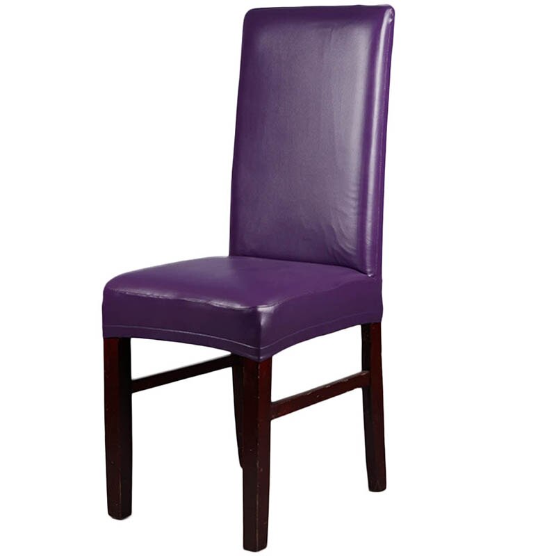 DIDIHOU 1pc PU Lederen Stoel Seat Cover Home Waterdicht En Oilproof Stoel Kussenovertrekken Cover Stretch Eetkamerstoel Thuis Decoratieve: purple