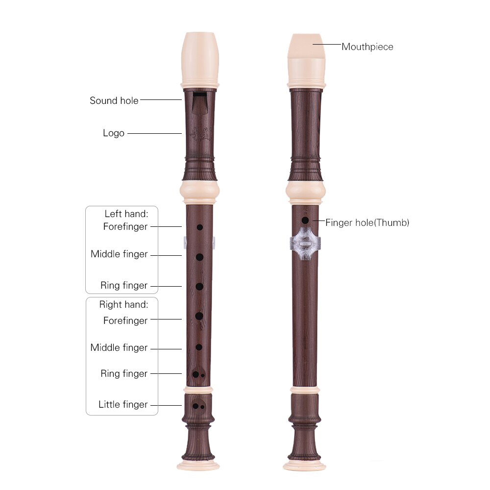 Detachable Soprano Recorder German Style 8 Hole Key of C Wind Musical Instrument with Cleaning Rod Carrying Bag for Student