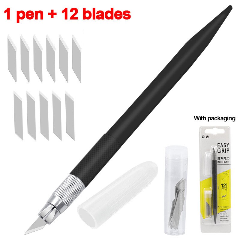 12 Stuks Messen Multifunctionele Vleesmes Scrapbook Sticker Pincet Kleur Non-Slip Handvat Papier Snijden Mes Briefopener: Engraving Knife-6