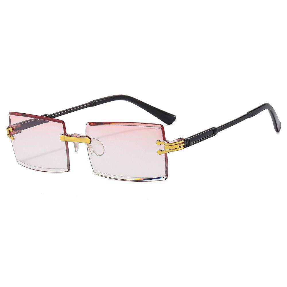 Gafas de sol sin montura a la , protección UV para hombres y mujeres, gafas de sol rectangulares sin marco a la , gafas de viaje de verano: Rojo
