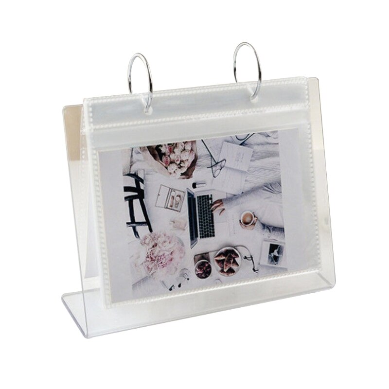 Tabletop Flip Photo Frame Photo Album 68 Pockets Desk Calendar Album Mini Poster Frame Acrylic Display Sign Holder: 16.8x13.5cm