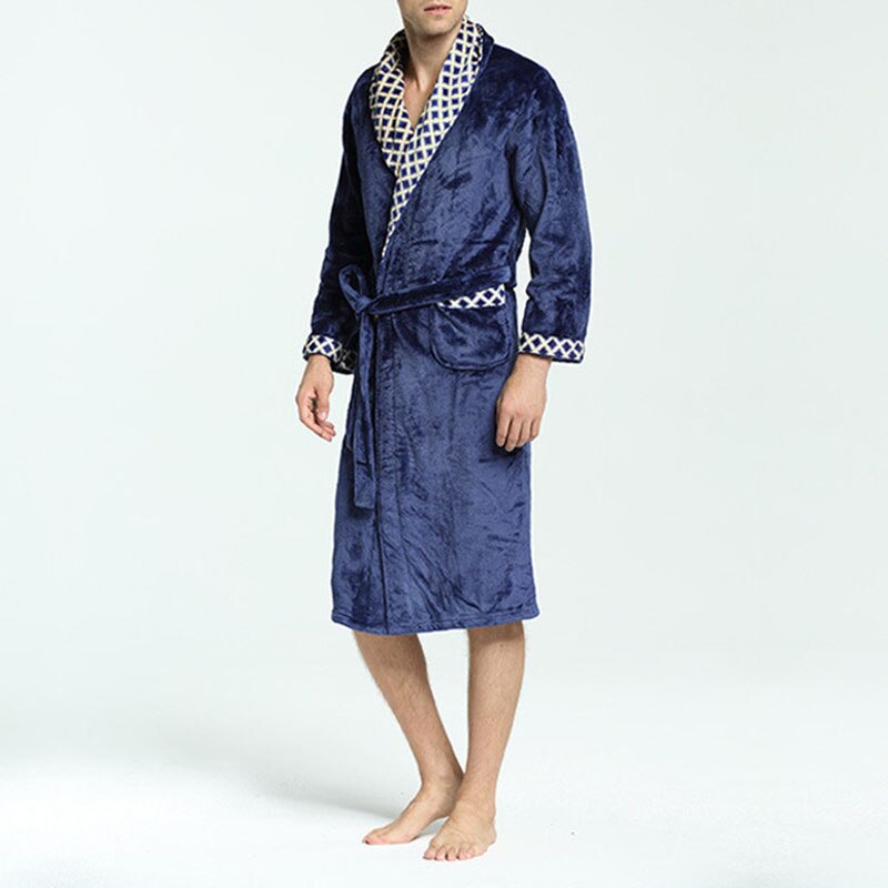 Winter Bath Robe Flannel Turn-down Collar Men Kimono Men Robe Bathrobe Men Bath Robes Cotton Long Sleeve Nightgown