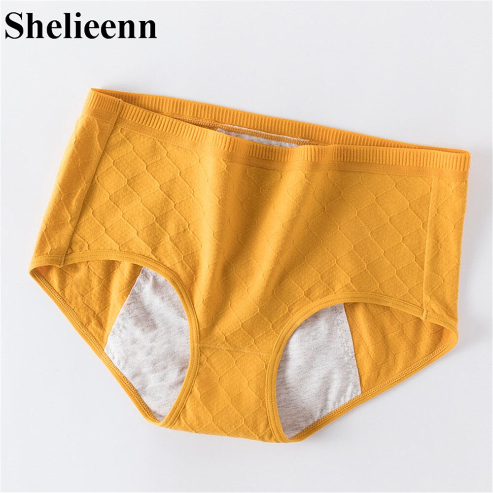 Menstruele Slipje Fysiologische Broek Lekvrije Vrouwen Ondergoed Periode Mesh Ademend Slips Ondergoed: YELLOW / L weight50-60kgs