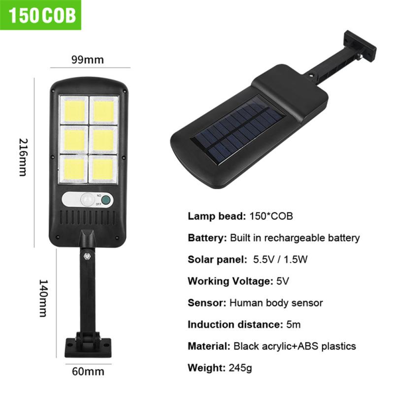 150 COB Solar Street Lights Outdoor Security Light Wall Lamp Waterproof PIR Motion Sensor Smart Remote Control Lamp 500-1000W: 150COB
