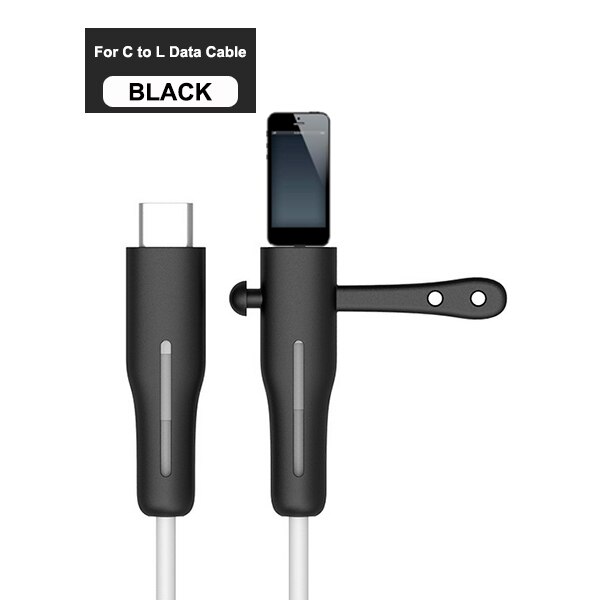 Protecteur de câble pour Apple iPhone USB chargeur câble protecteur cordon économiseur fil enrouleur Protection pour iPhone ligne de données protecteur: C to L  Black