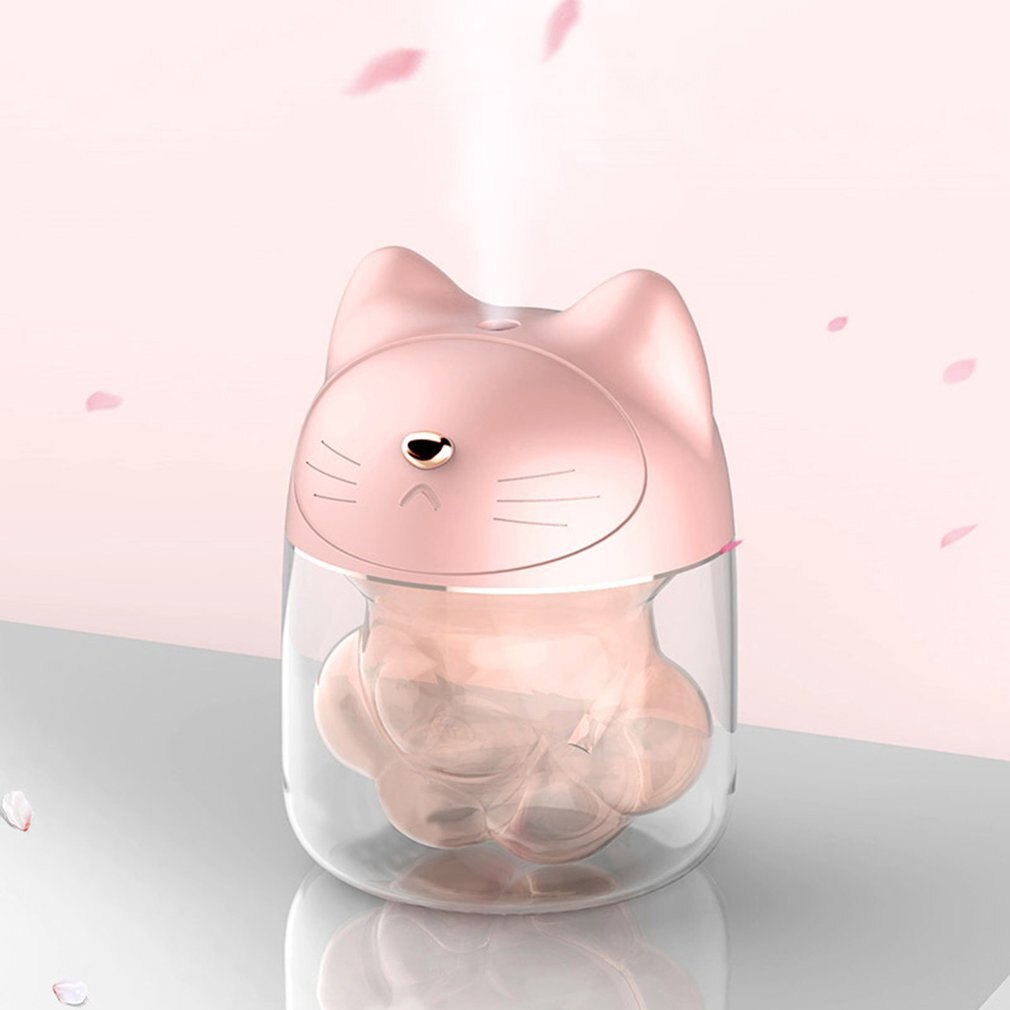 Søt kattklo kopp luftfukter usb desktop diffusør tåke maker ultralyd luftfukter fargerik nattlys