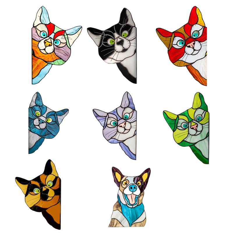 Funny Cat Dog Stickers Household Wall Windows Car Glass Decoration Stickers Christmas Festival Home Decoration Stickers