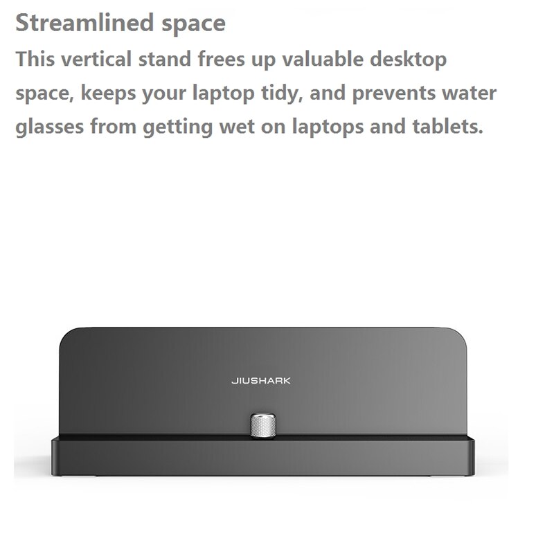 JIUSHARK Universal Vertical Laptop Stand Aluminum Double Desktop Stand Holder with Adjustable Dock (13-30mm/18-36mm)
