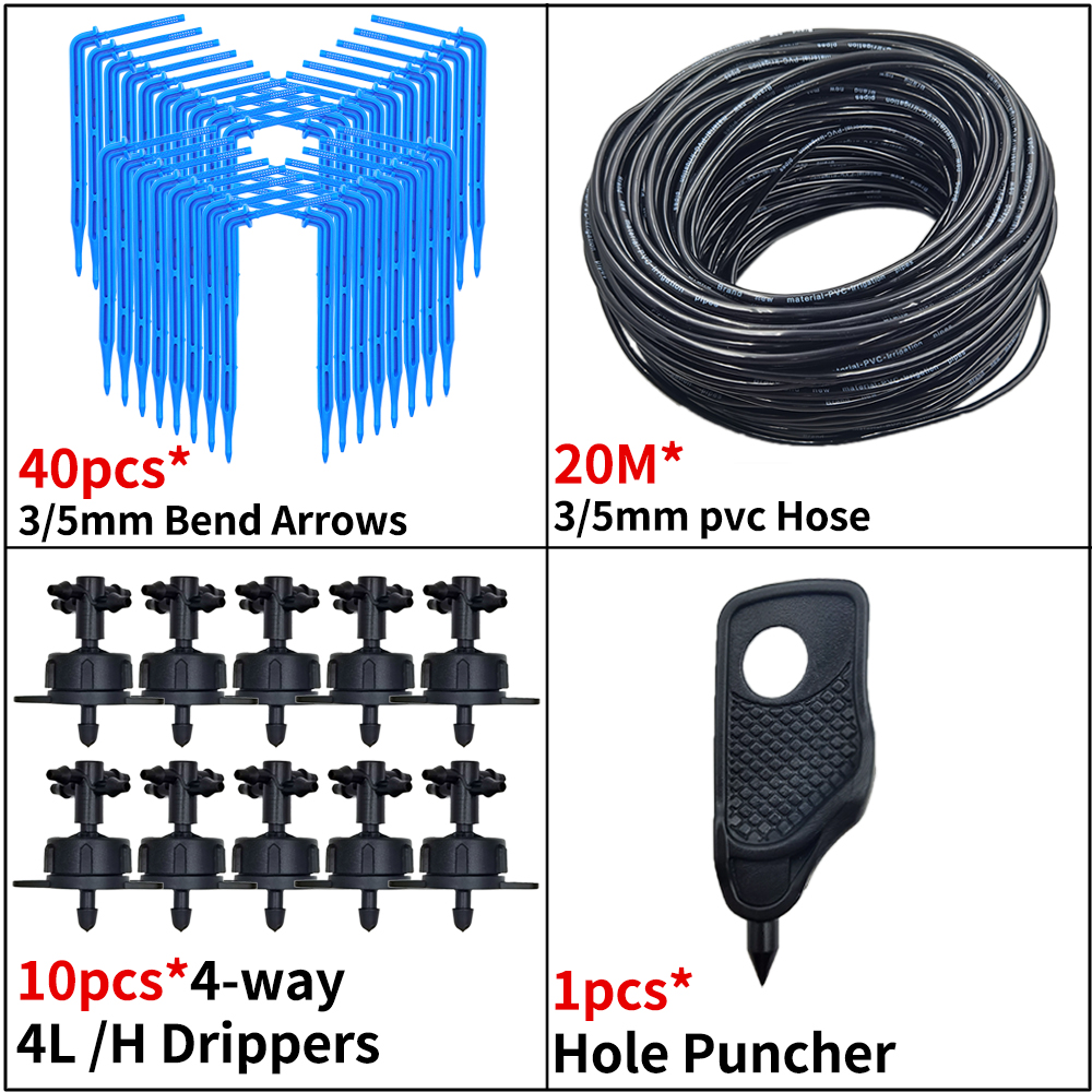 Kas Druppelirrigatie 4-weg 3/5mm Druppelpijl 2-weg Zender Irrigatie Watering Systeem voor Pot Tuin Gazon 10 set/20 set