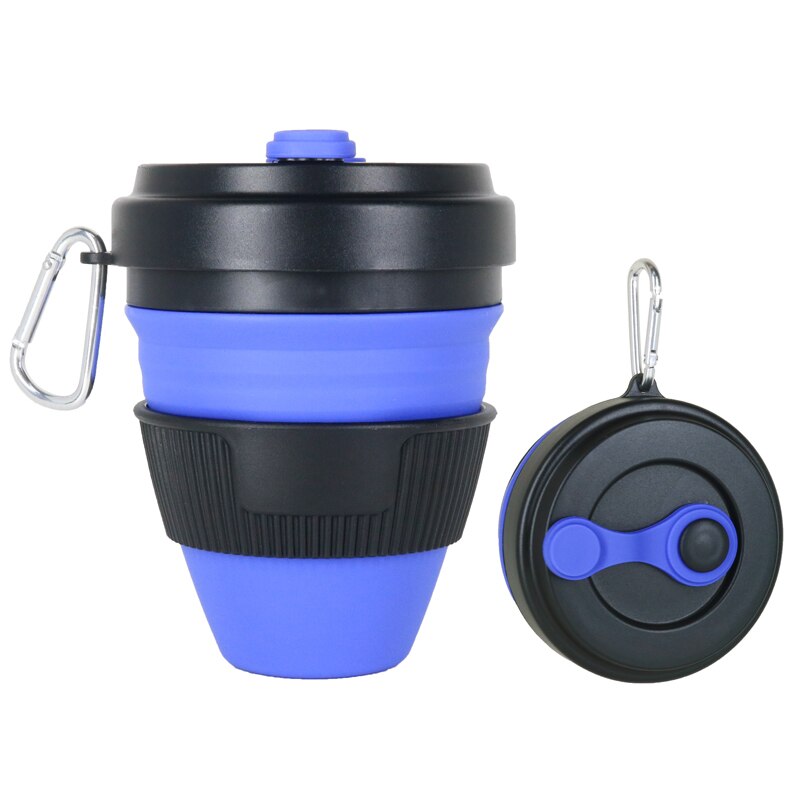 Neue 450ml Falten Silikon Tasse Becher Tragbare Silikon Teleskop Trinken Faltbare Kieselsäure Kaffee Tasse Mit Deckel Reise: Stil 1
