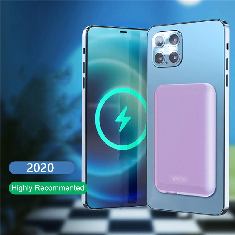 CASEIER Magnetic Wireless Charger 5000mAh Mini Power Bank For iPhone 12 Pro Max Magnetic External Battery Portable Powerbank: Pink