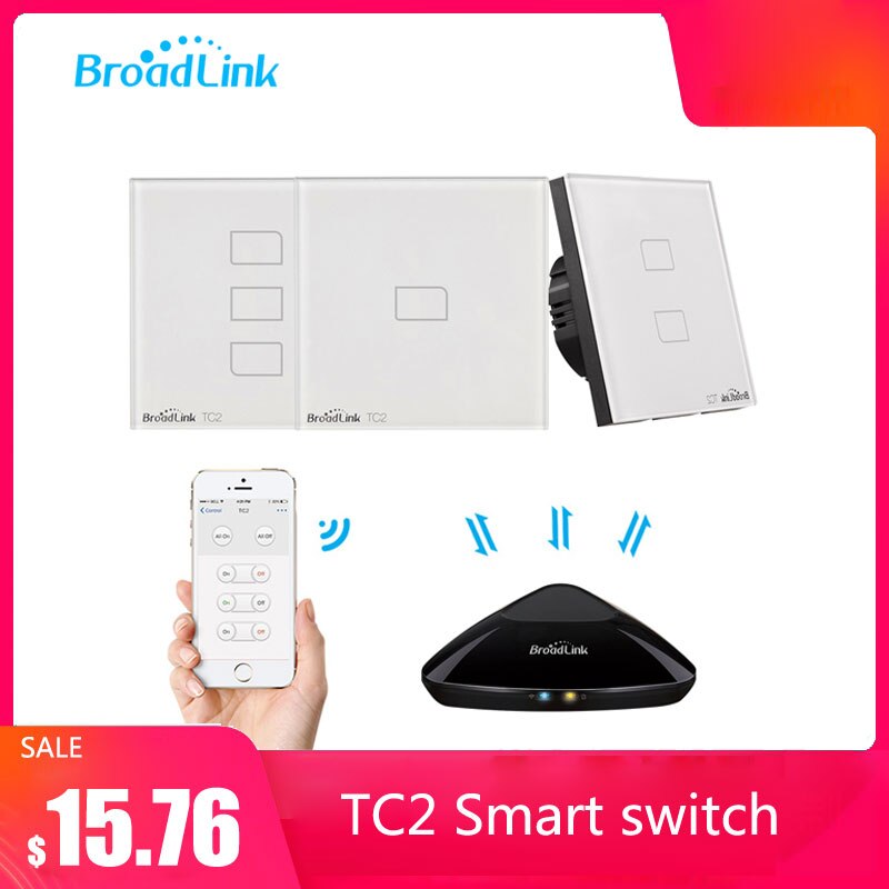 Broadlink TC2 1/2/3Gang Eu Standaard Lichtschakelaar Modern Wit Touch Panel Wifi Draadloze Smart controle Via Rm Pro/RM4 Pro