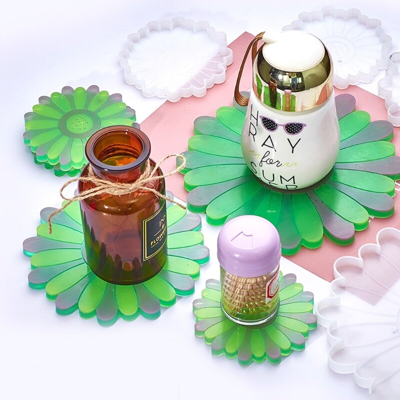 Daisy Flower Coaster Epoxy Resin Mold Cup Mat Pad Silicone Mould DIY Crafts Tool 54DC