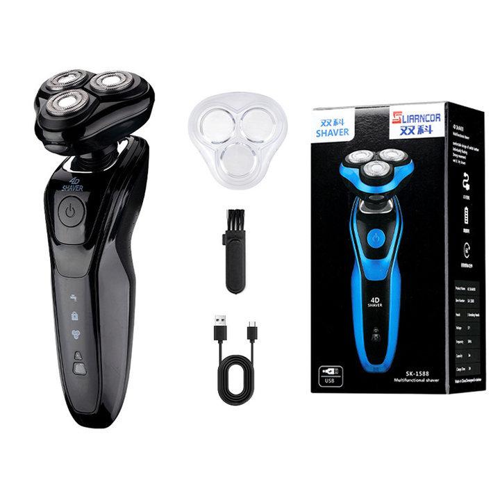 Electric Shaver Rotary Shaver Electric Razor Beard Trimmer Rechargeable Hair Cutting Shaving Machine Clipper for Men Waterproof: WHITE