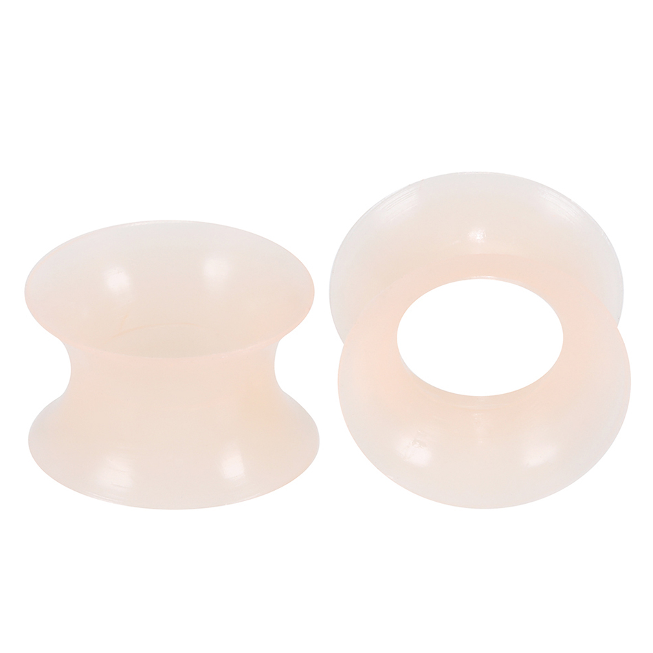 1 paar Siliconen Tunnels en Stekkers Oorbellen 3-22mm Flexibele Double Flared Flesh Oor Gauge Expander Brancards Sieraden piercings: Goud / Rhodium Plated