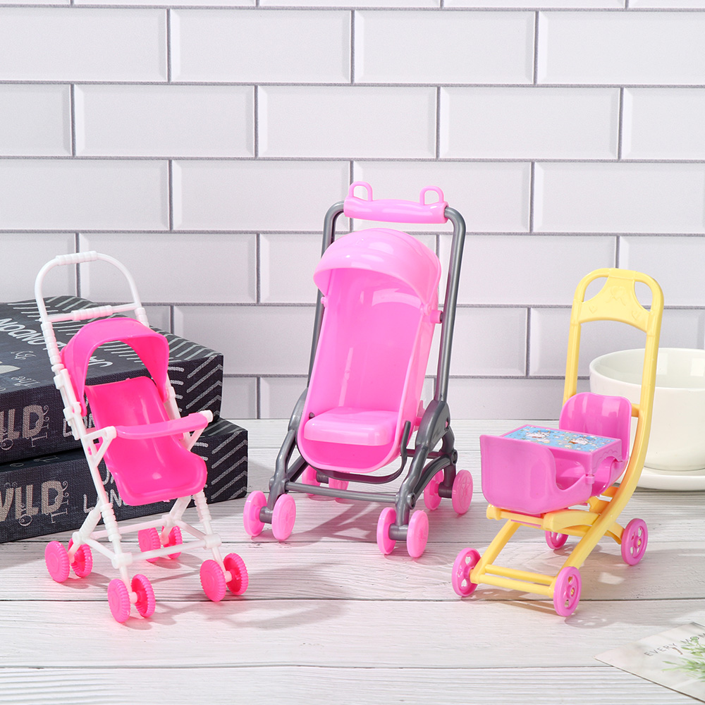Baby Stroller for Dolls Dollhouse Furniture accessories Infant Carriage Trolley Nursery Model Girls Doll house Play Toys