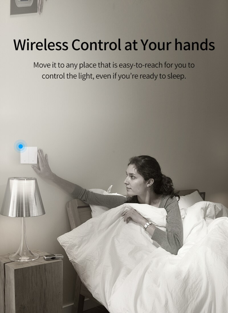 2.4G 1/2/3 Gang Smart Wall Switch Single Live Wire No-Neutral Line Smart Touch Switch Bluetooth Protocol EWeLink APP Control