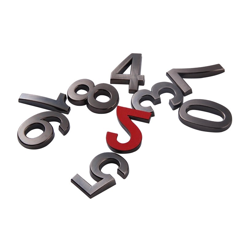 Adhesive door plates house number outdoor ABS and electroplate metal signe number plate Modern door address silver