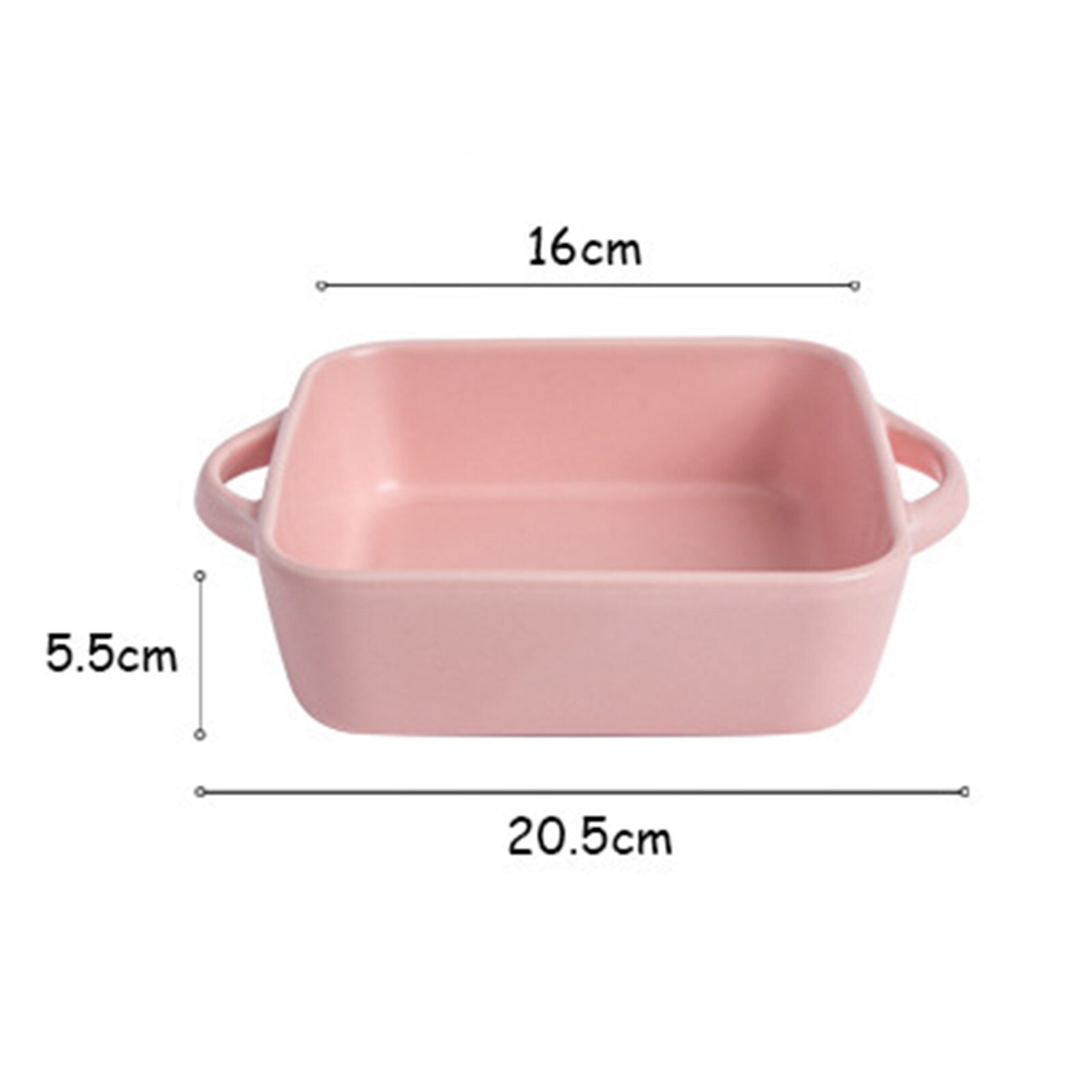 Ceramic color glazed binaural baking tray Simple pasta baked rice tray Barbecue grilled meat cheese tray Kitchen cooking tools: pink