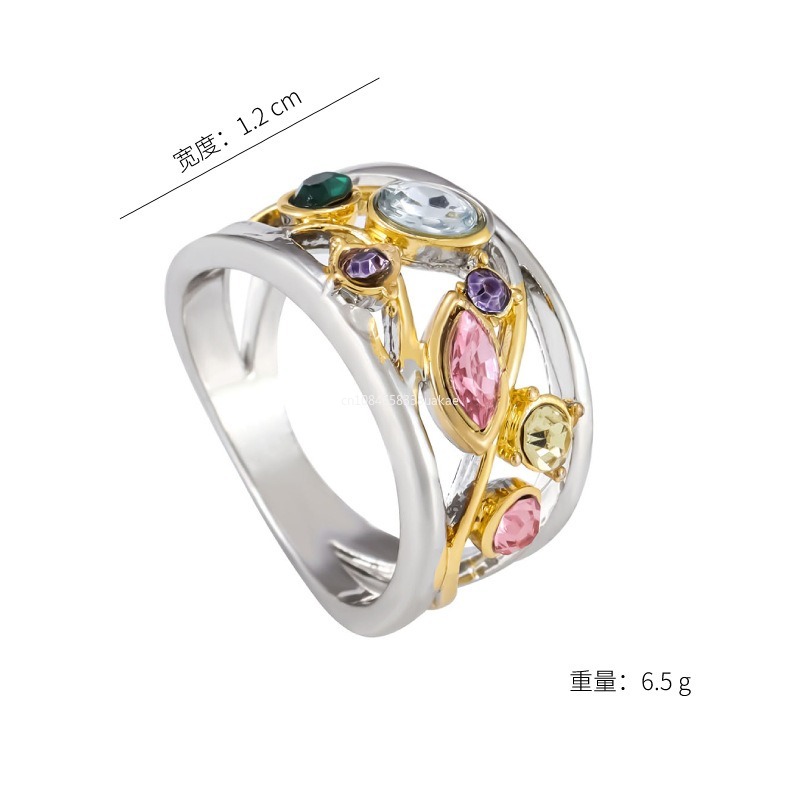 Bijoux féminins exquis motif géométrique ligne d'onde multicolore Micro Zircon couleur bagues pour femmes Anillos rohьц® ж Dönajiе