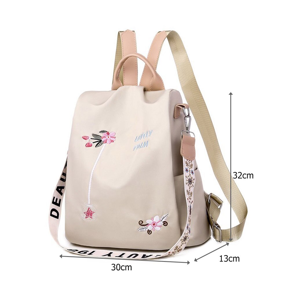 Casual Oxford Tuch Frauen Rucksack Blumen Bestickt Weiblichen Schulter Schule Buch Taschen Täglichen Reise Anti-Diebstahl Bagpack Rucksack