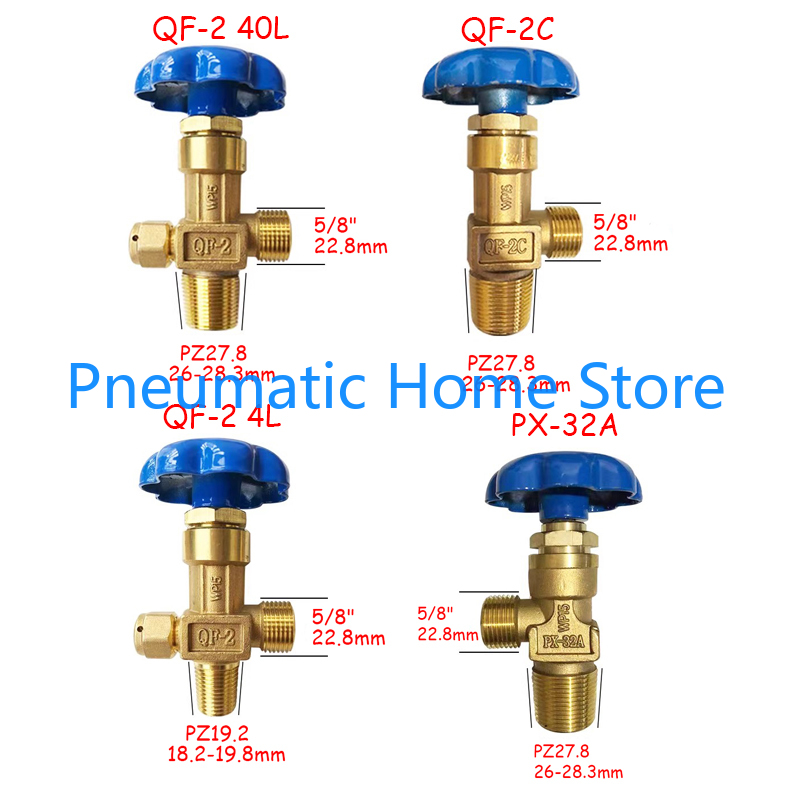 4L 40L Oxygen Valve QF-2 PZ19.2 PZ27.8 QF-2C PX-32A Argon Gas Cylinders Nozzle Steel Cylinder Head Cut-off Valve