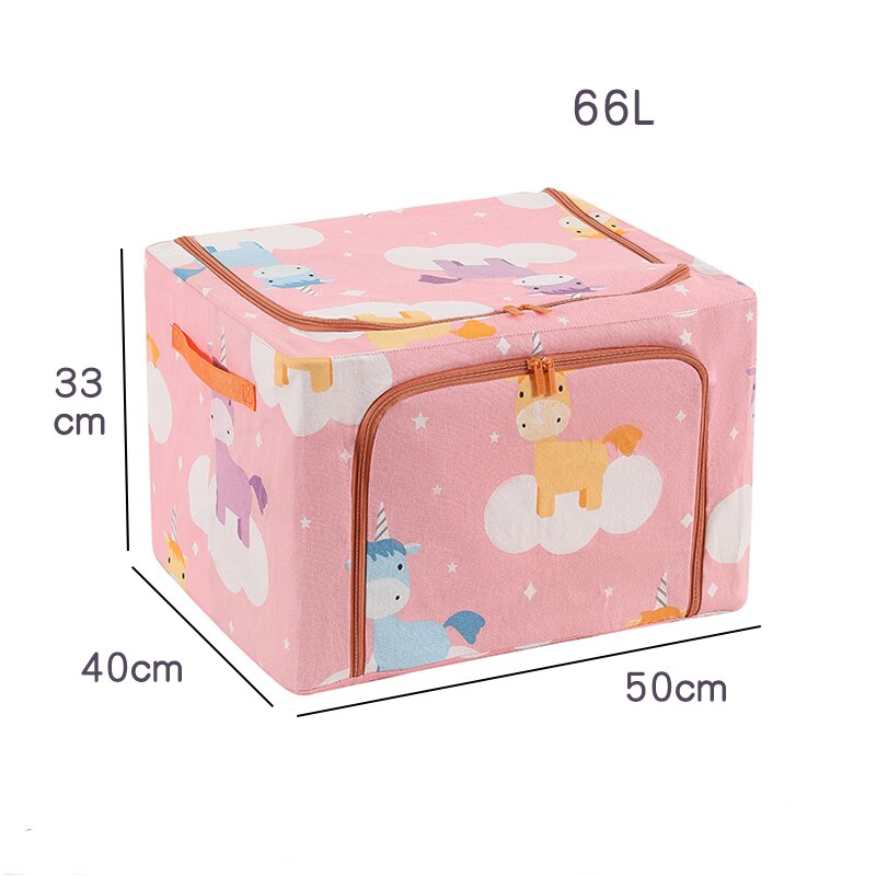 Cute Fabric Storage Box Foldable Clothes Bag Laundry Blanket Pillow Toy Storage Cabinet Pet House Toolbox Car Trunk Organizer: PINK 66L