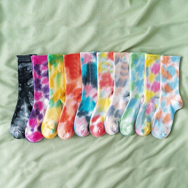 men and women socks cotton Colorful Psychedelic Graffiti Tie dyeing funny Skateboard cute Harajuku Hiphop tube socks