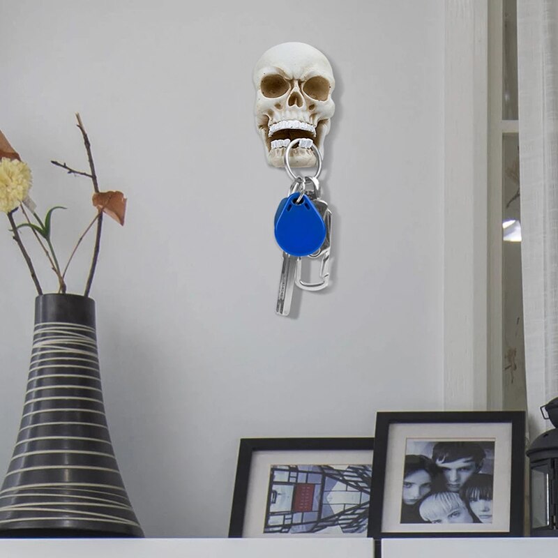 Wall Mount Resin Skeleton Desk Ornament Statue For Funny Party Decor Statues Skull Sculpture Key Storage Hook