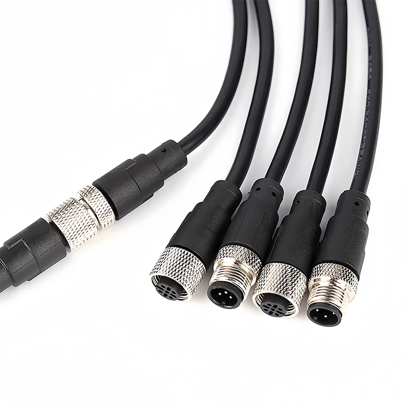 2 Meter M12-Sensor-Stecker, wasserdichter Kabelstecker, männlich und weiblich, 4, 5, 8, 12-polig, PVC, integrierte Spritzguss-M12-Stecker