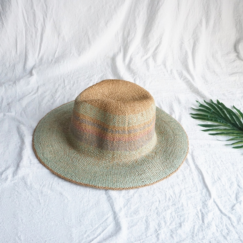 Panshi-Sombrero de paja de papel verde hecho a mano para hombre y mujer, Gorra de fieltro, color verde menta, 01909-panshi: green