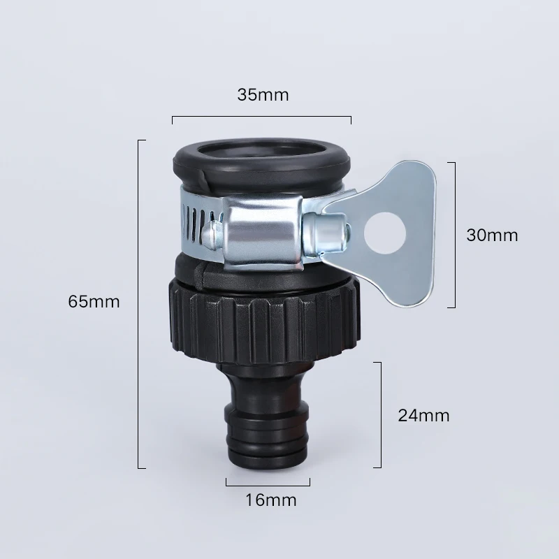 Duurzame Universele Waterkraan Adapter Plastic Slangfitting Snelkoppeling Fitting Kraan voor Auto Wassen Tuinirrigatie: Black