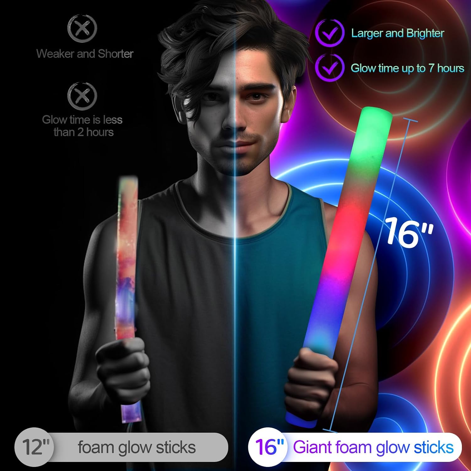 1-10PCS Glow Stick Music Festival Concert Support Glow Sticks Mardi Gras Party Supplies Festival Wedding Celebration Glow Sticks
