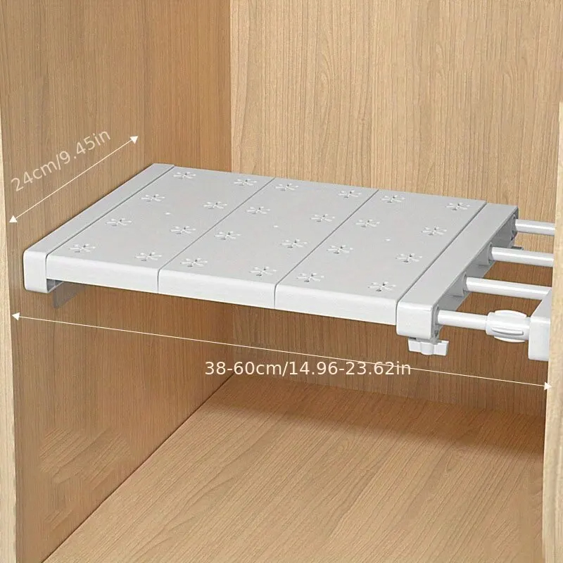 White Expandable Divider Punch-free Retractable Layers Board for Wardrobe Storage Kitchen and Bathroom Shelf Dormitory Dividers: WHITE