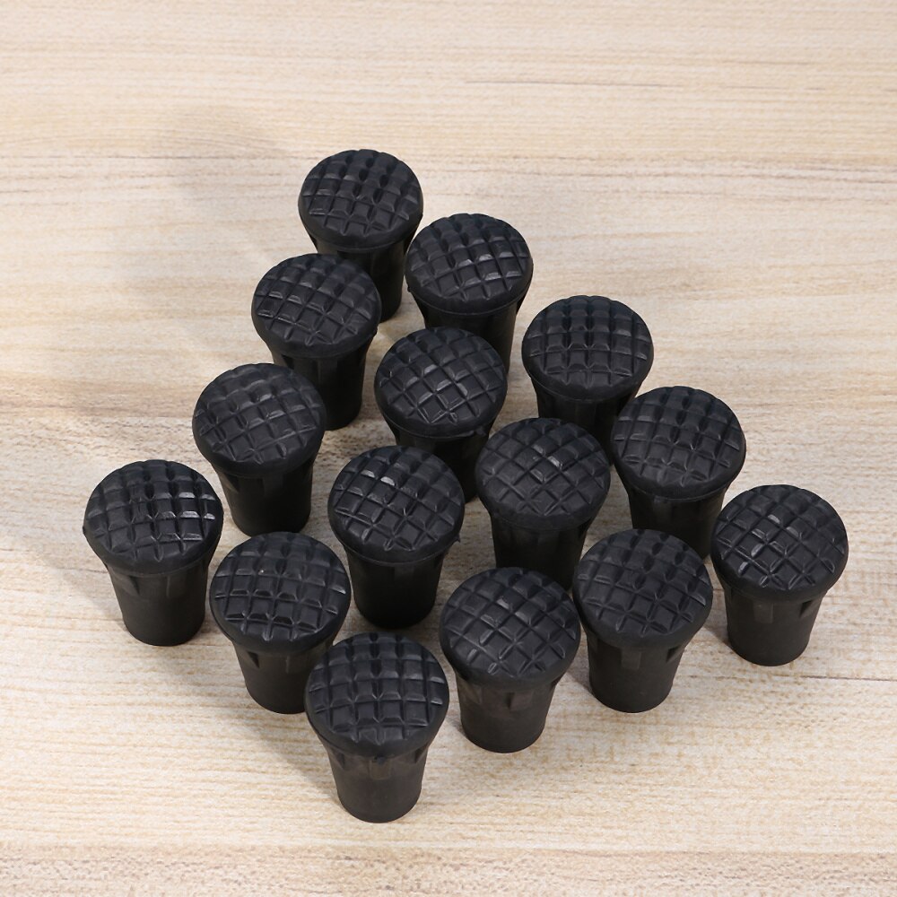 24pcs Outdoor Trekking Pole Accessories Foot Cover Pole Tip Protectors Hiking Stuff Absorbing Adds Grip Traction Stability (Blac