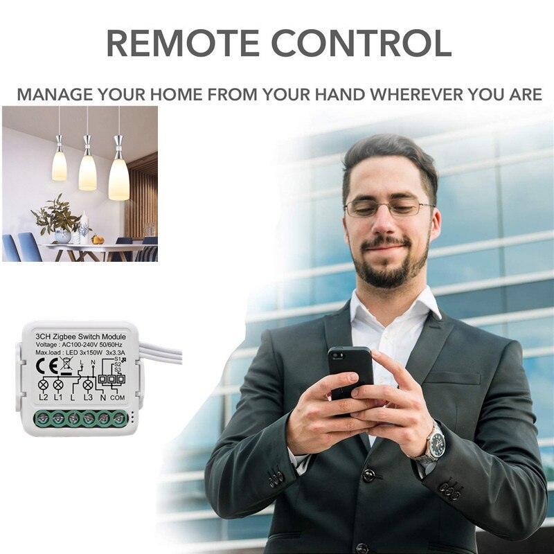 1/2/3 gang mini tuya zigbee inteligente módulo interruptor de luz vida inteligente/tuya app controle sem neutro/neutro